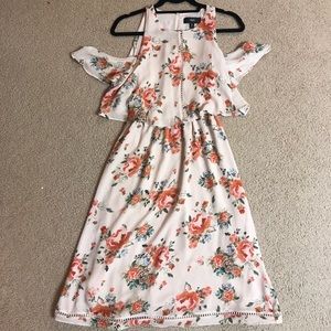 Cute off the shoulder floral peach dress